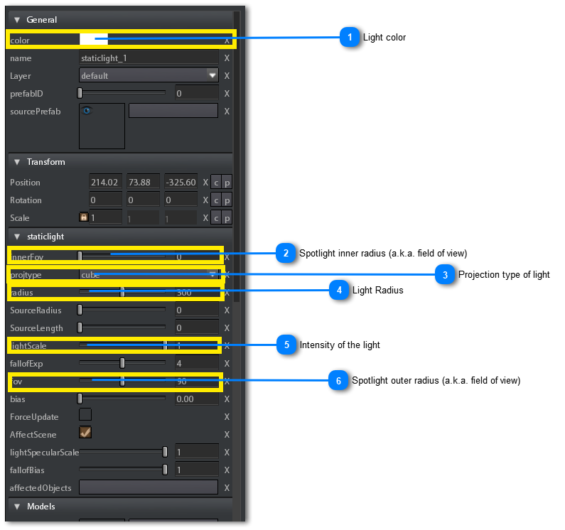 Edit a static light