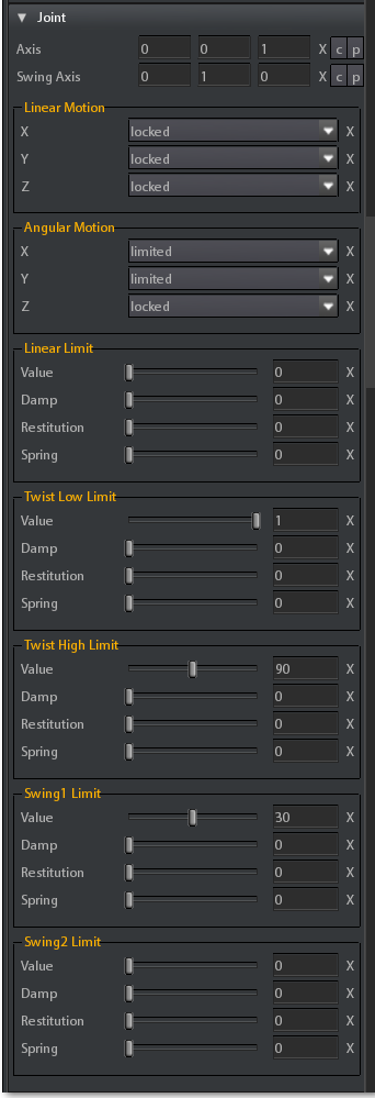 2. Joint parameters