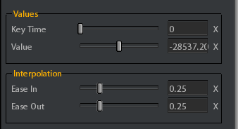 3. Selected keyframe parameters